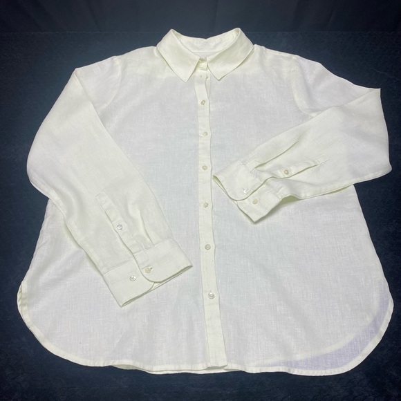 Banana Republic Butter Yellow Linen Button Up Shirt W Lg Tall BEACH CASUAL - Picture 7 of 11